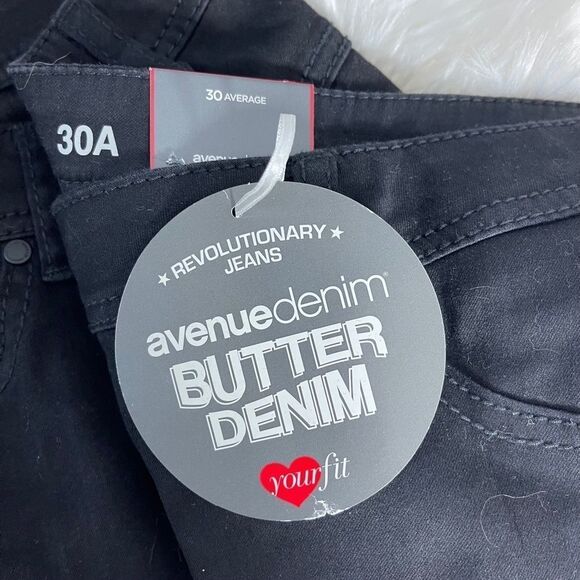 Avenue Butter Denim NWT Black Bootcut Jeans Scalloped Raw Hem Sz 30A - Picture 7 of 14